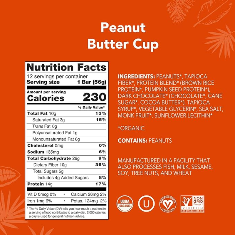 ALOHA, Plant Based Protein Bar, Peanut Butter Cup Case 12 ct