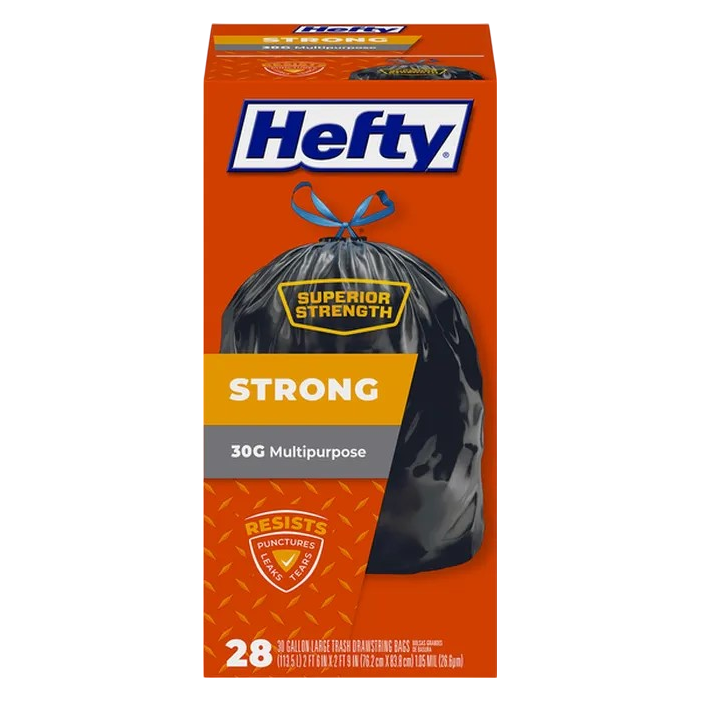 Hefty Extra Strong Multipurpose Large Trash Bags 30 Gallon, 28 Ct