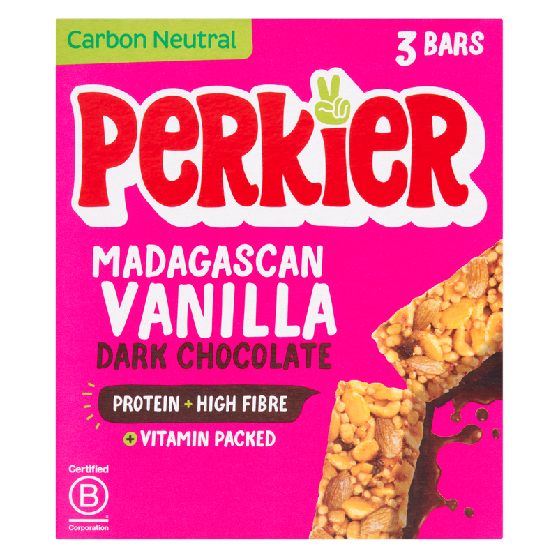Perkier Madagascan Vanilla & Dark Chocolate Bars, 3 x 37g