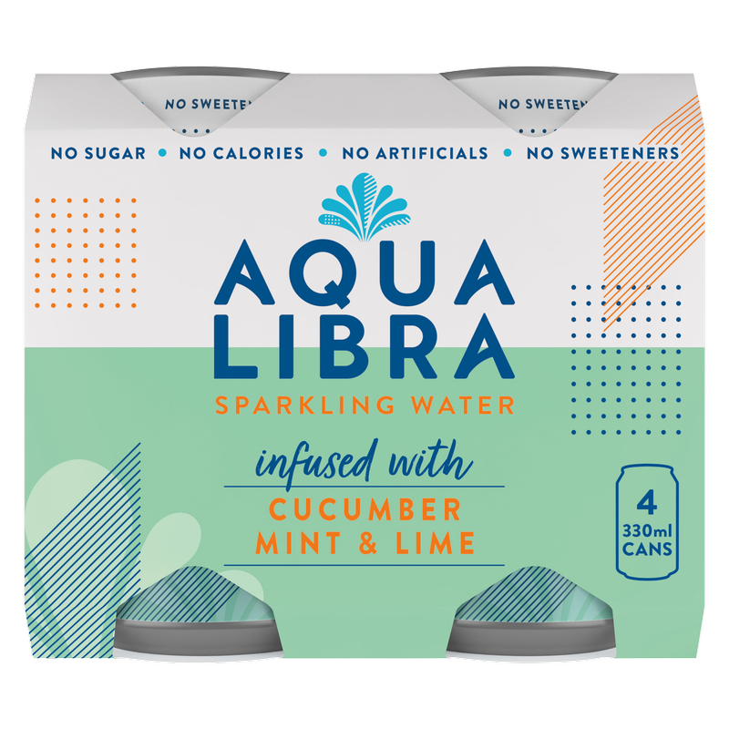 Aqua Libra Cucumber, Mint & Lime Sparkling Water, 4 x 330ml