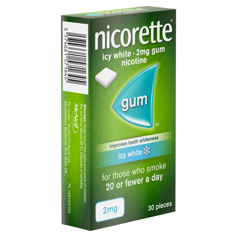 Nicorette Icy White Nicotine Gums 2mg, 30pcs