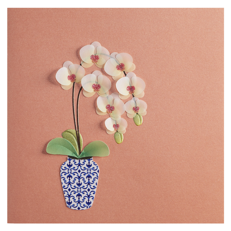 NIQUEA.D "Orchids In Vase" Birthday Card 6x6"