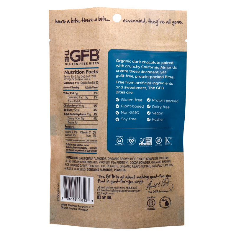 The GFB Dark Chocolate Almond Bites 4oz Bag
