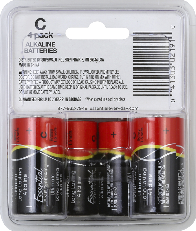 Essential Everyday C Alkaline Batteries 4ct
