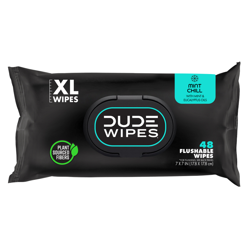 DUDE Wipes XL Flushable Wipes Dispenser Mint Chill with Mint, Eucalyptus, and Tea Tree Essential Oil 48ct 6 pack