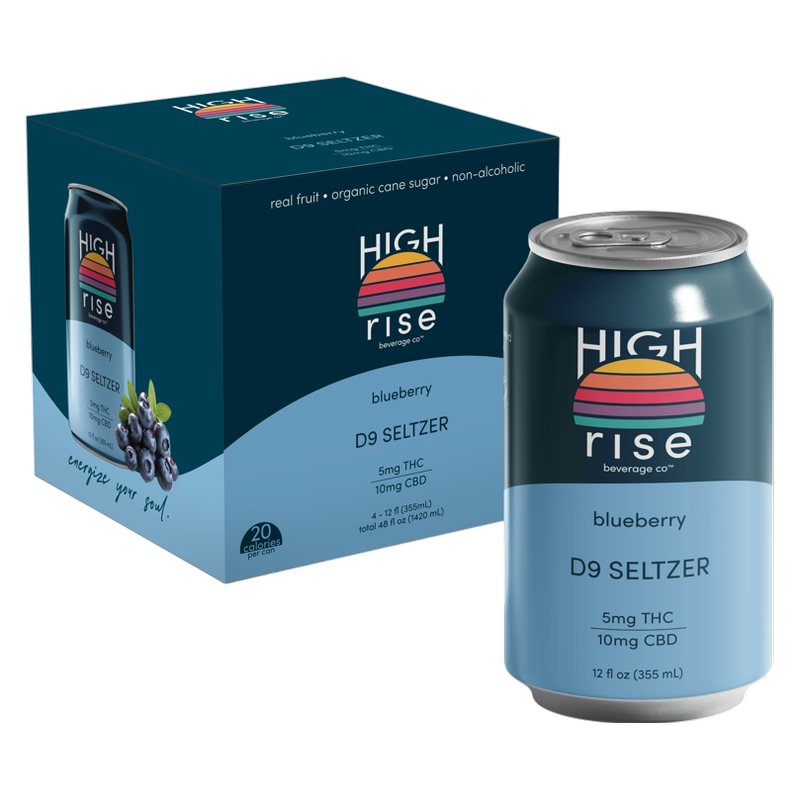 High Rise Blueberry 5mg THC Seltzer 4pk 12oz Can