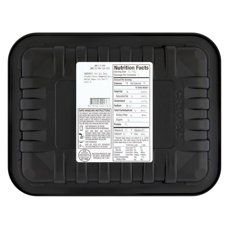 Garlic Herb Seasoned Boneless Pork Chops - 12oz
