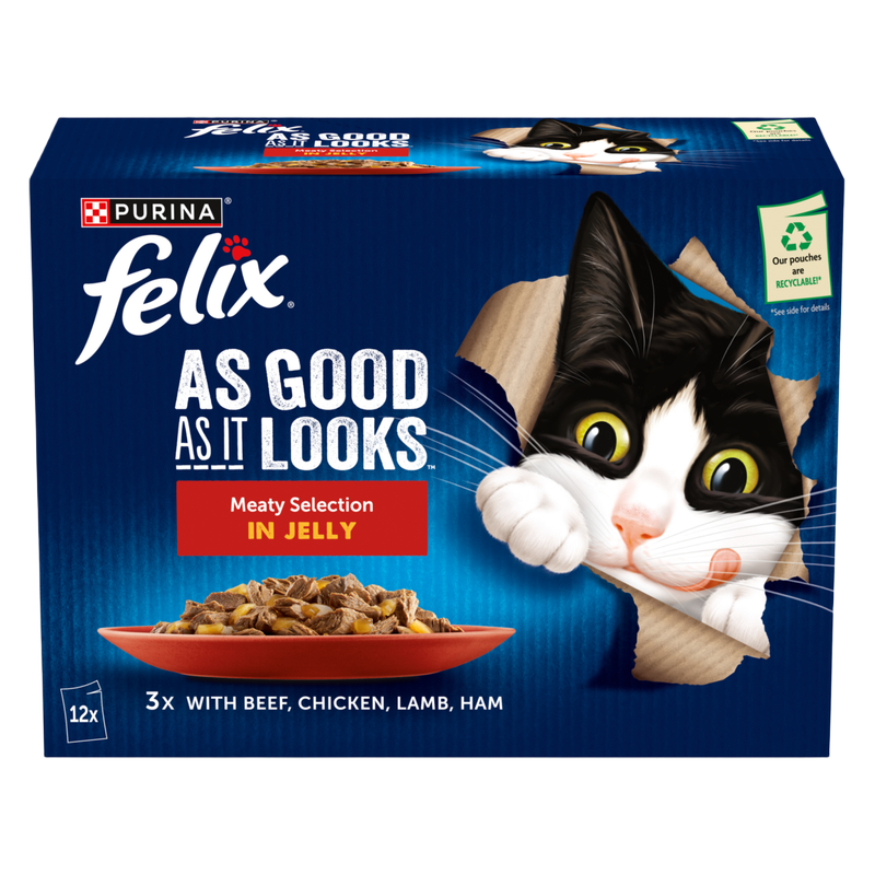 Felix As Good As It Looks Meaty Selection In Jelly Cat Food, 12 x 85g