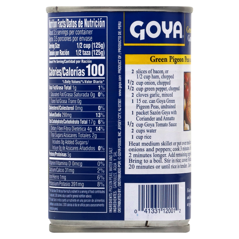 Goya Green Pigeon Peas 15oz