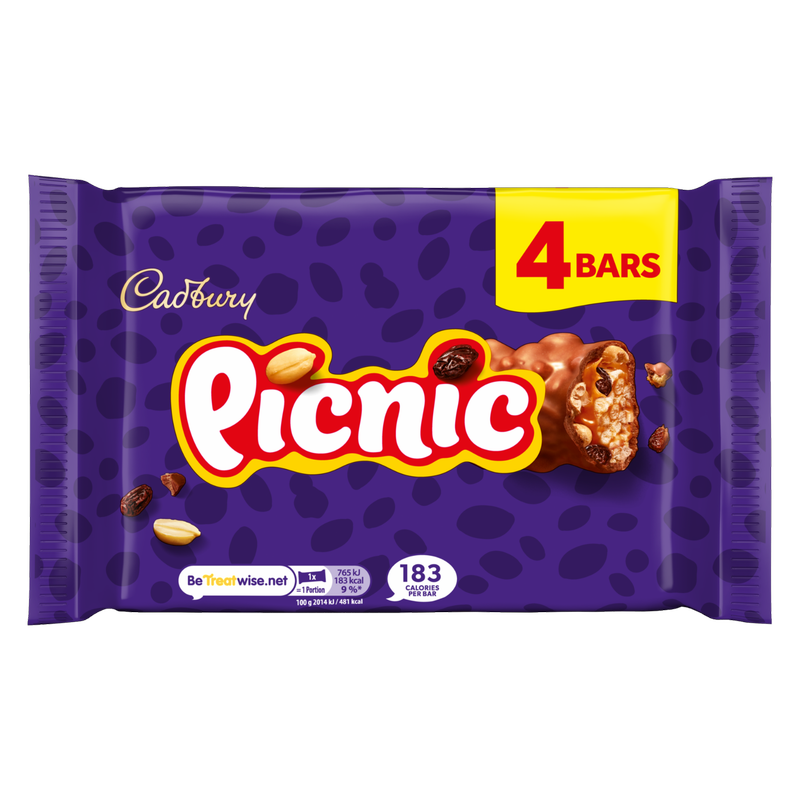 Cadbury Picnic Chocolate Bars, 4 x 38g