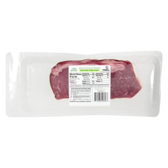 Wild Harvest Frozen Grass Fed NY Strip Steak - 10oz