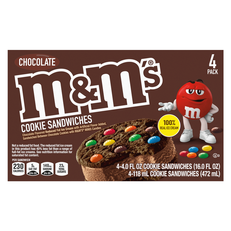 M&M's Chocolate Ice Cream Cookie Sandwiches 4ct