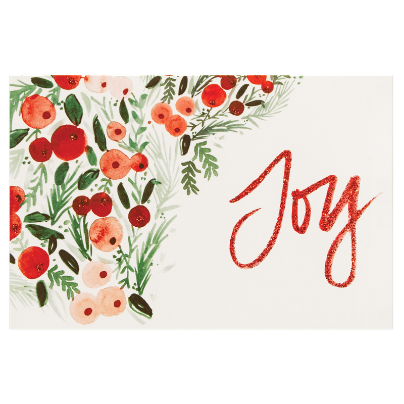 Botanical of Joy Medium Kraft Holiday Cards 15pk 4x6 inches