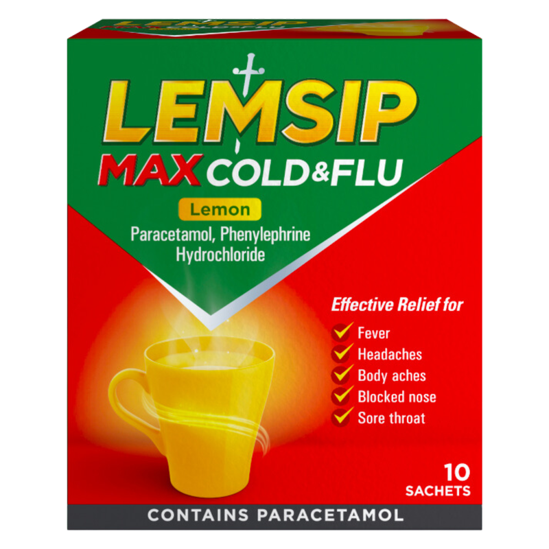 Lemsip Max Cold & Flu Lemon Sachets, 10pcs