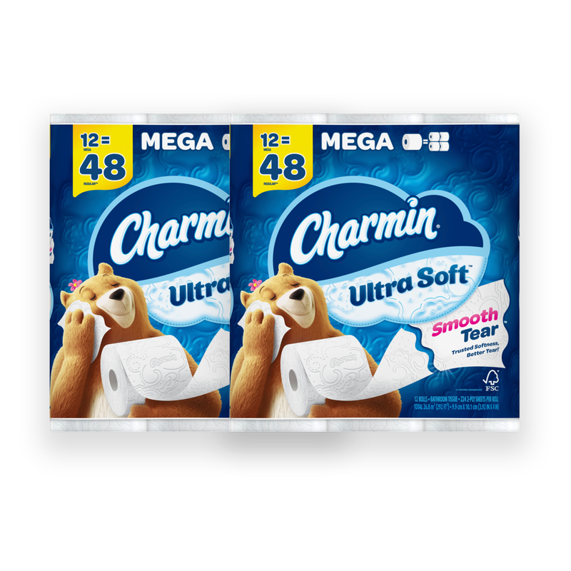 Charmin Ultra Soft Toilet Paper 12 Ct Mega Rolls, 24ct Bundle