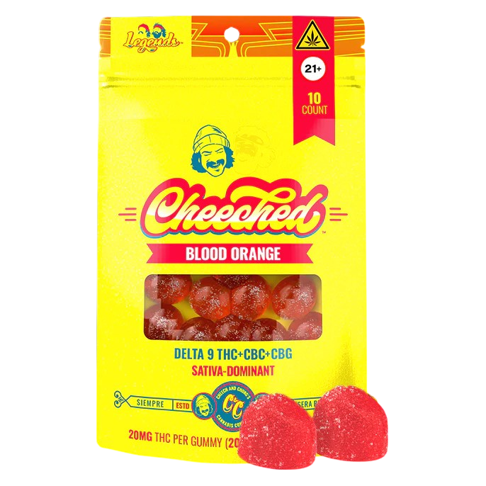 Cheech and Chong's CHEECHED Blood Orange Legends Gummies, 20mg THC, 5mg CBC, 5mg CBG, 10ct