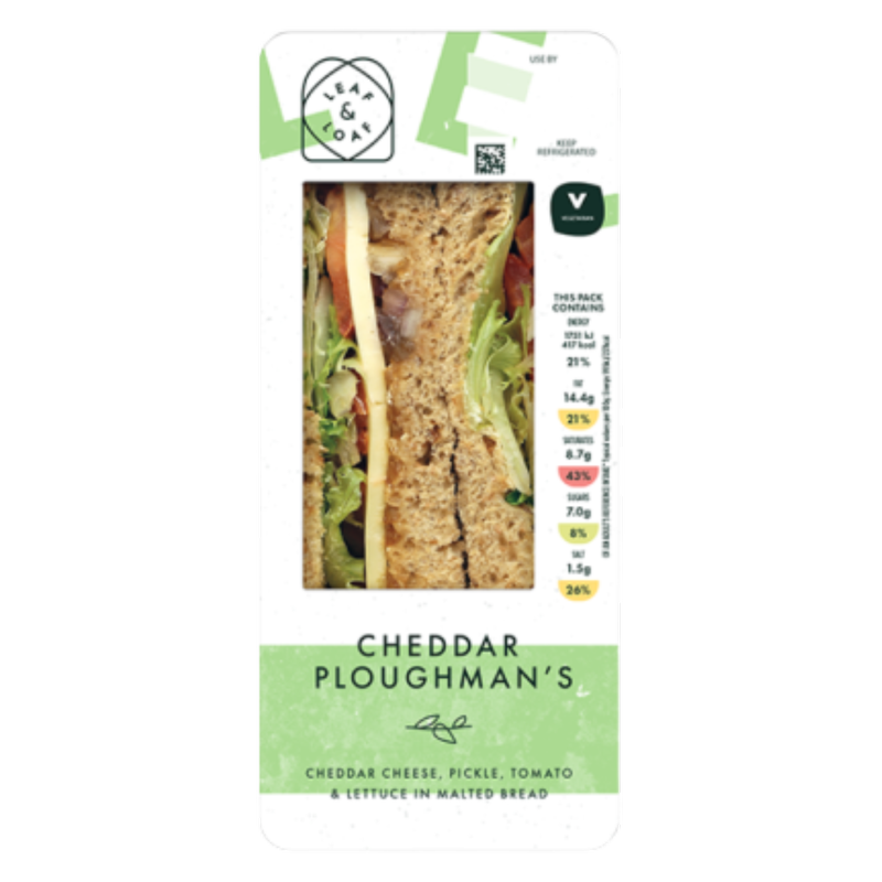 Leaf & Loaf Cheddar Ploughman's Sandwich, 1pcs