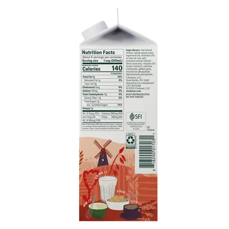 Chobani Oat Milk Plain Extra Creamy 52oz Ctn