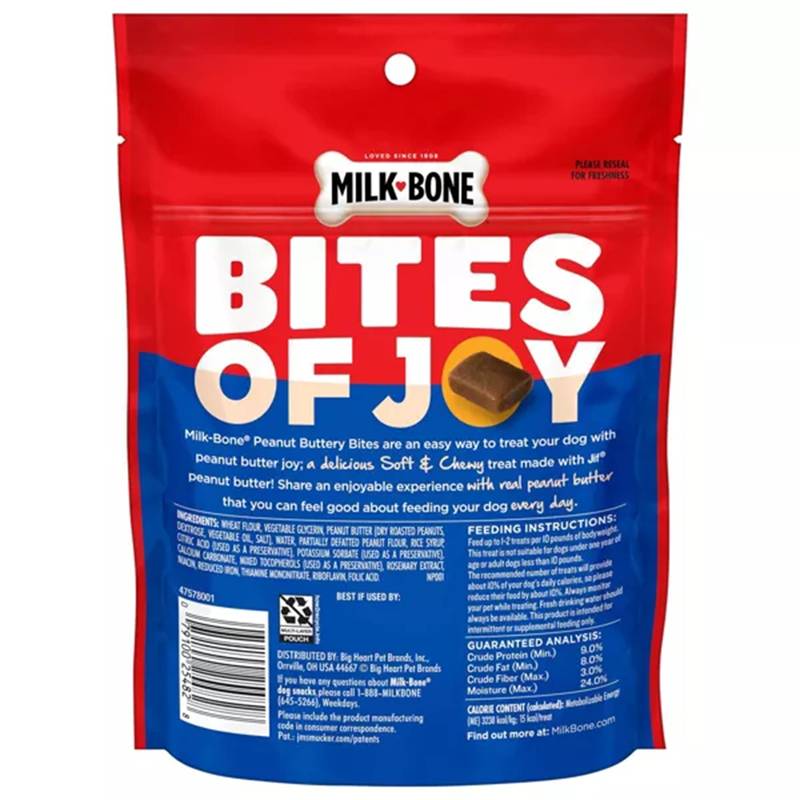 Milk-Bone Peanut Buttery Bites JIF Peanut Butter Dog Treats, 4.5oz.
