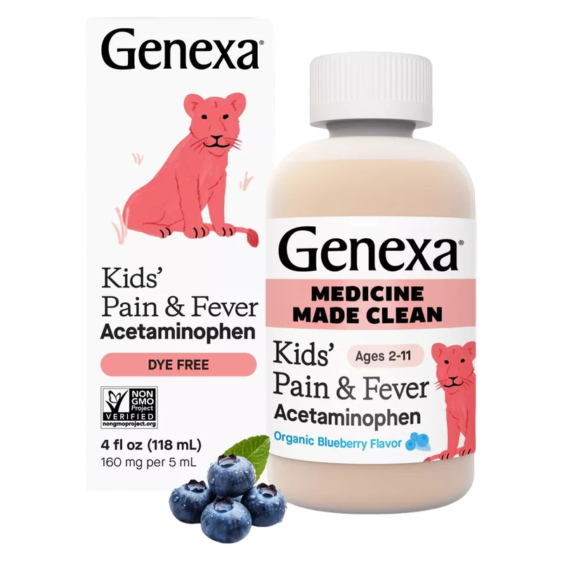 Genexa Kids' Acetaminophen Pain and Fever, Blueberry Liquid, 4oz