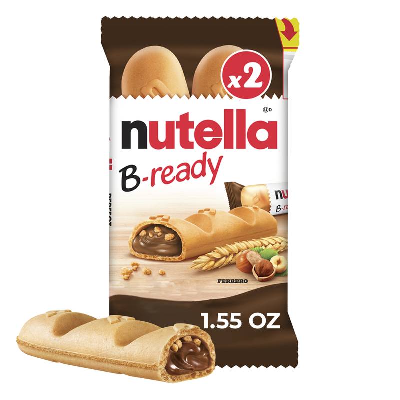 Nutella B-ready, 2 Snack Bars, Hazelnut Spread with Cocoa, Individually Wrapped, Snack Bar Pack