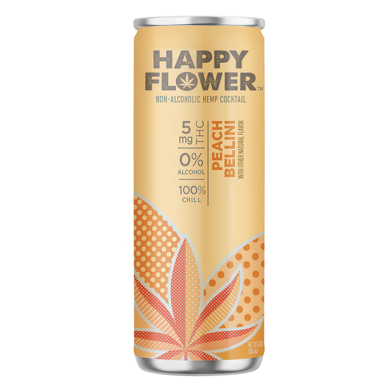 Happy Flower 5mg THC Peach Bellini 4pk 12oz Can