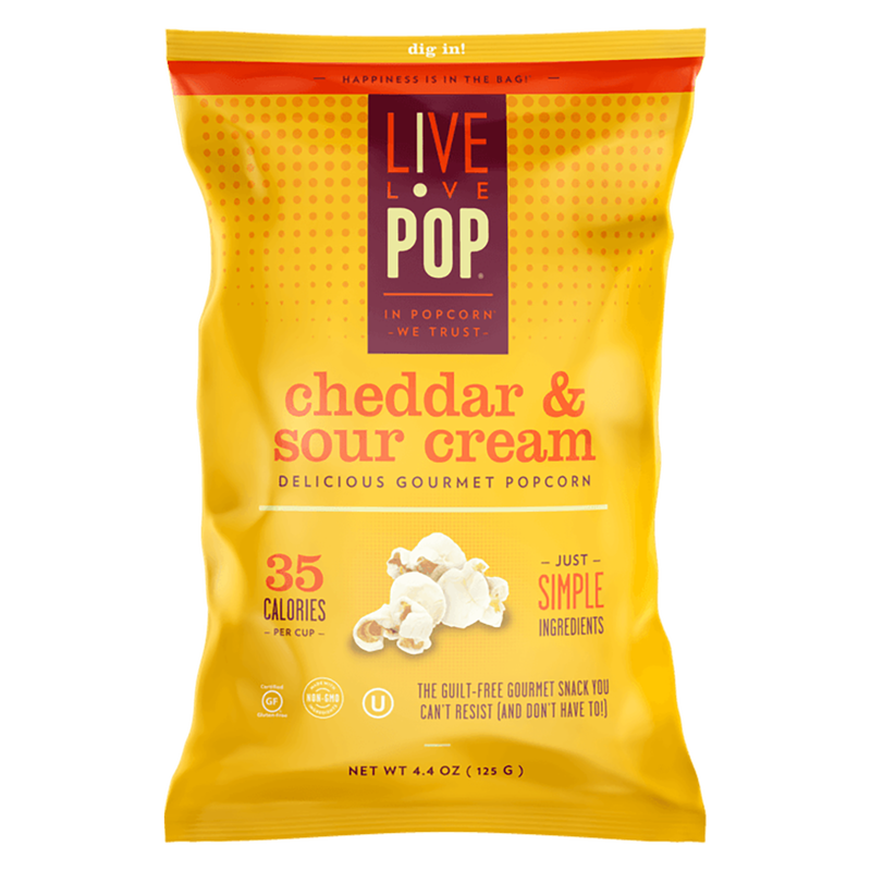 Live Love Pop Cheddar & Sour Cream Popcorn 4.4oz bag