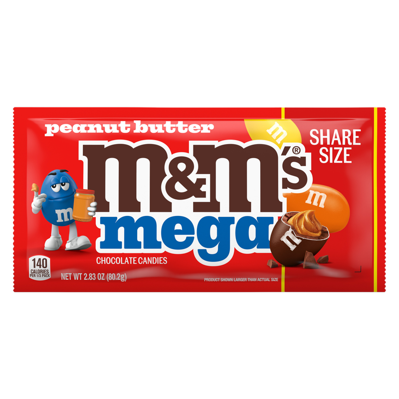 M&M's Mega Peanut Butter Chocolate Candy, 2.83oz