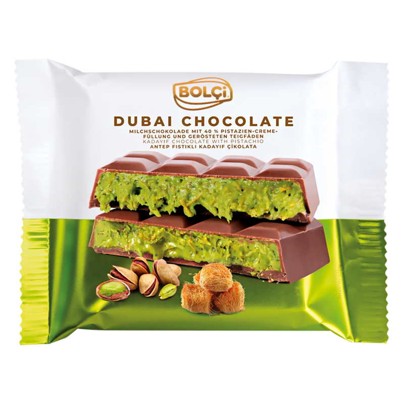 Bolci Dubai Milk Chocolate with Pistachio Kadayif Filling, 100g