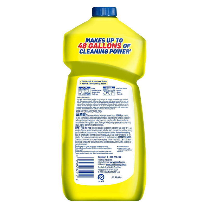 Lysol Multi-Surface Cleaner 2X Concentrated, Sparkling Lemon & Sunflower Essence, 48oz