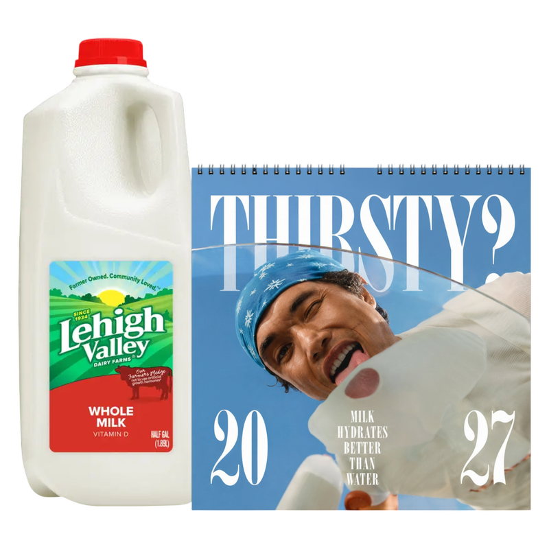 2027 Milk Man Hydration Calendar & Lehigh Valley Whole Vitamin D Milk - 1/2 Gallon