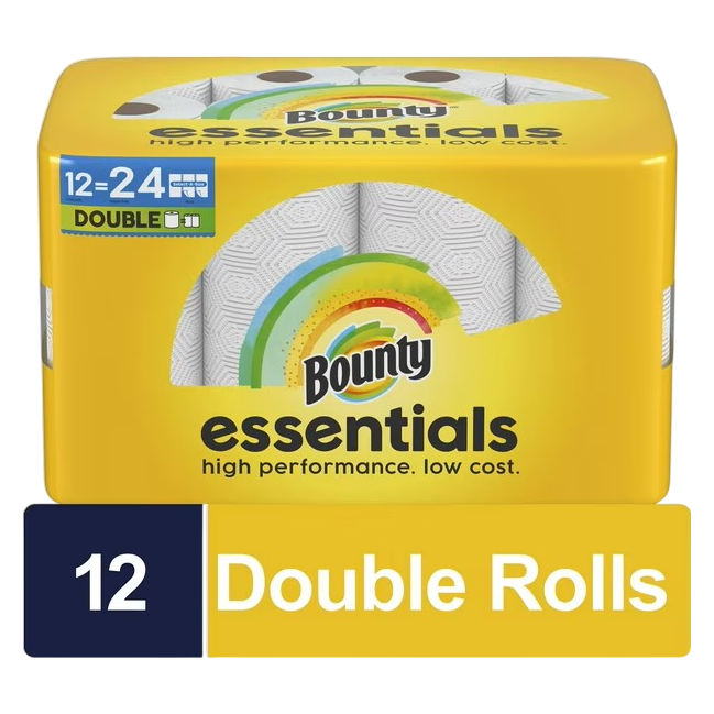 Bounty Essentials, Select-A-Size, Paper Towels, White, 12 Double Rolls
