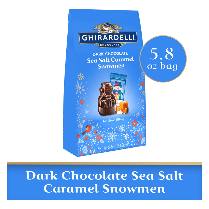 GHIRARDELLI Dark Chocolate Sea Salt Caramel Snowmen, 5.8 oz Bag