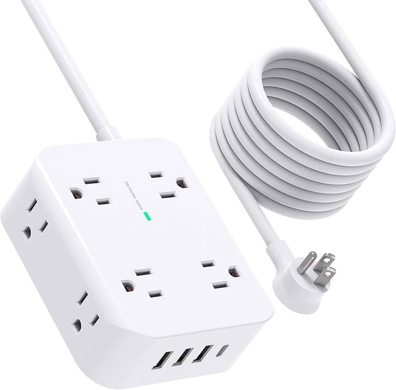 4-sided 8 Way Power Strip Surge Protector/ Extension Cord