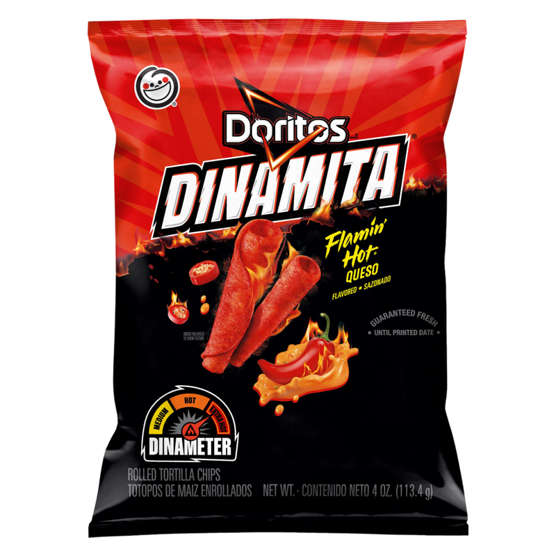 Doritos Dinamita Rolled Tortilla Chips Flamin' Hot Queso Flavored, 4oz