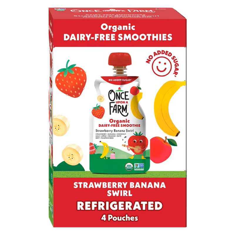 Once Upon a Farm Strawberry Banana Smoothie Pouch 4pk