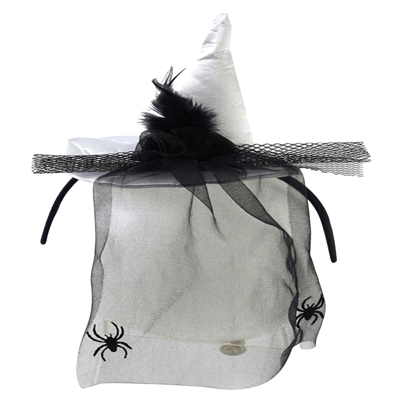 Halloween Witches Hat Headband With Veil And Spiders