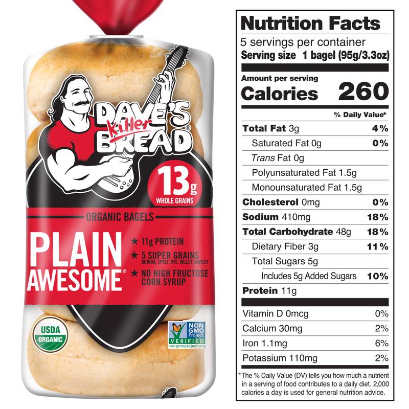 Dave's Killer Bread Plain Bagels - 16.75oz