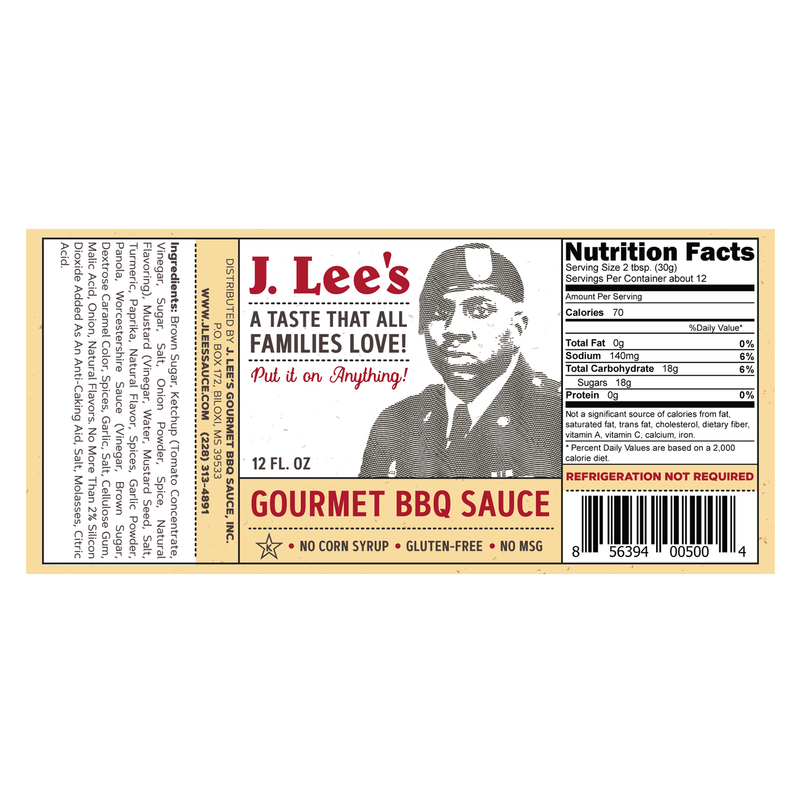 J. Lee's Original Gourmet BBQ Sauce 12oz