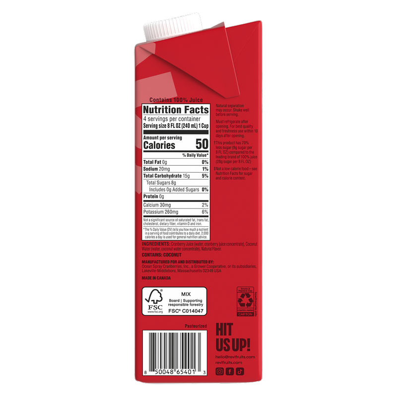 REVL Fruits 100% Boldly Cran Juice 32oz Carton