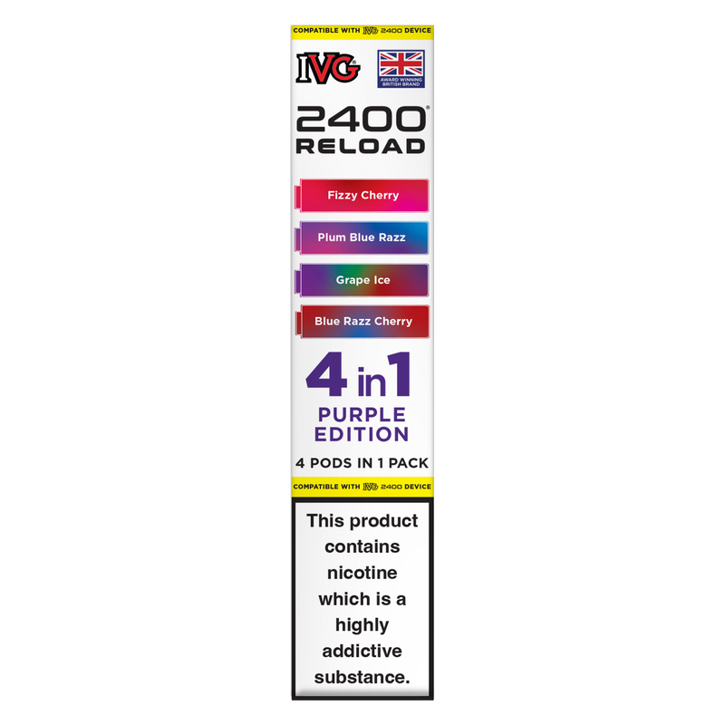 IVG 2400 4 in 1 Purple Edition Reload Pods 20mg/ml, 4pcs : fast delivery by  App or Online
