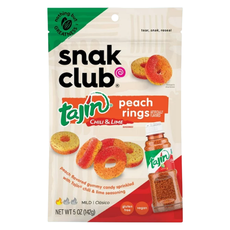 Snak Club Tajin Premium Peach Rings, 5oz