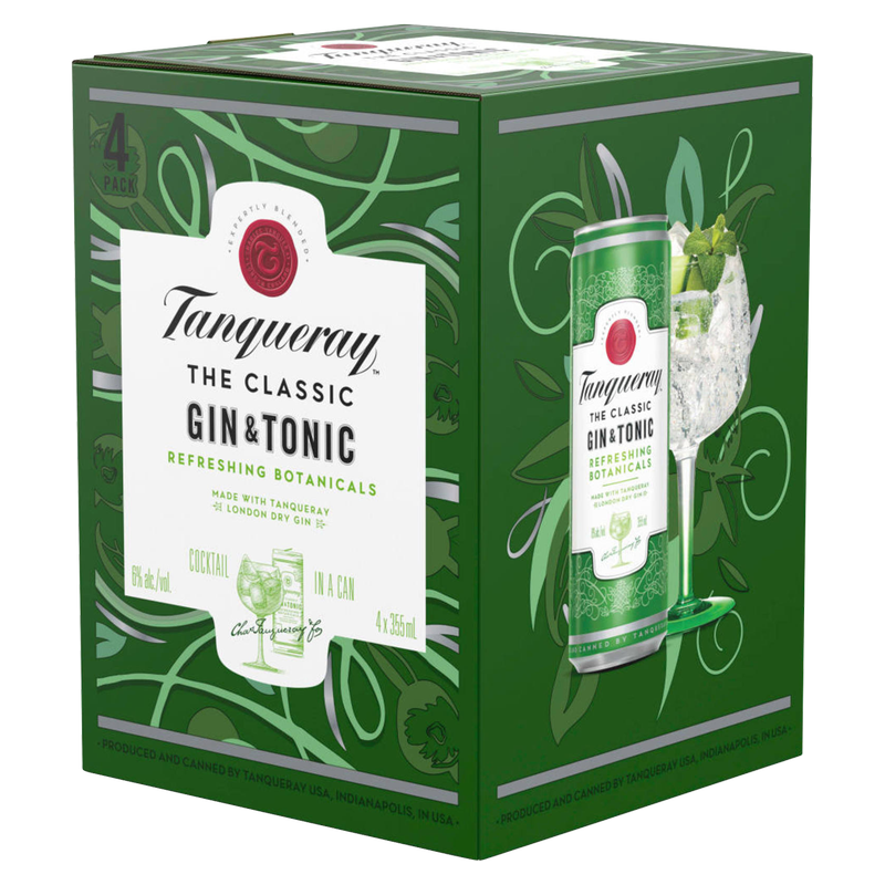 Tanqueray London Dry Gin & Tonic, 4-PACK (4 x 12 oz), 6% ABV