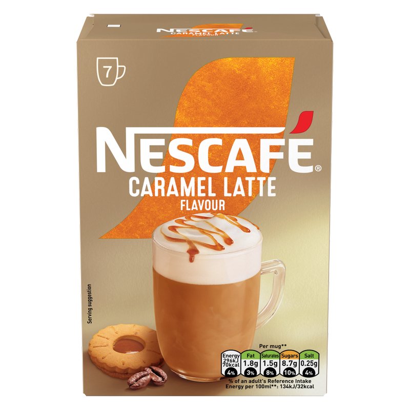 Nescafe Latte Caramel Instant Coffee, 7 x 17g