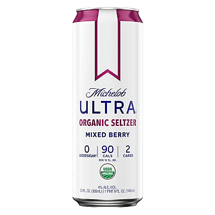Michelob Ultra Organic Seltzer Wild Berry Single 25oz Can 4% ABV