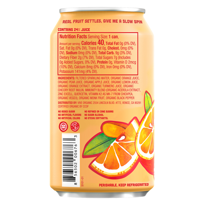 Vive Organic Sparkling Immunity Orange Turmeric 12oz