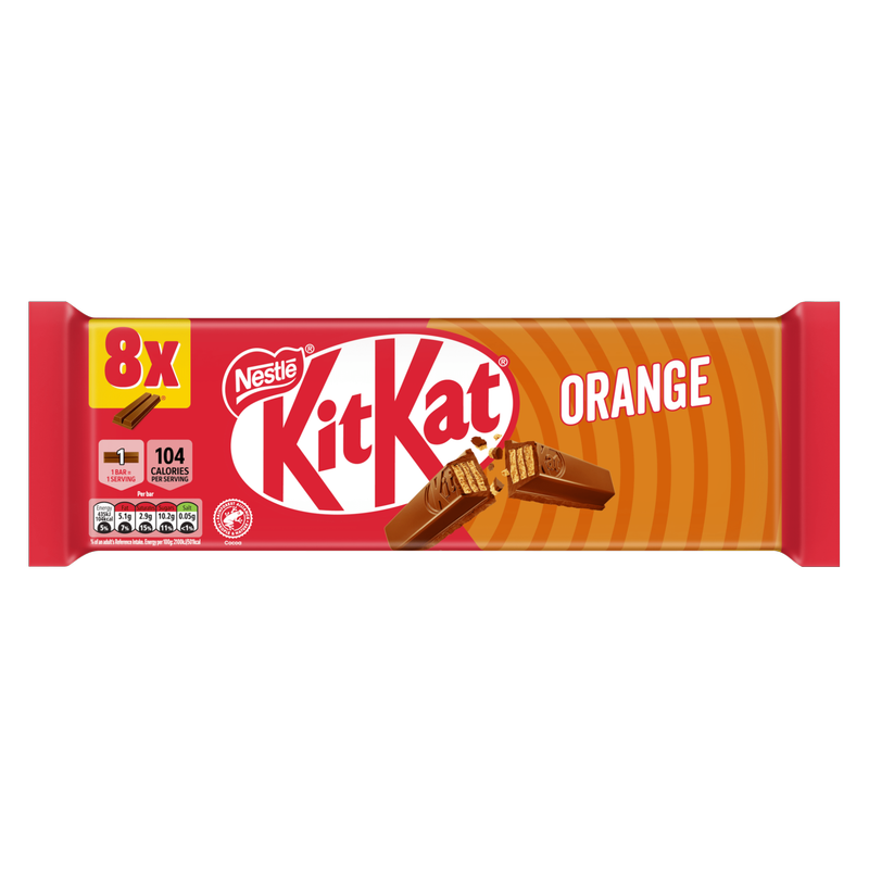Kit Kat 2 Finger Orange Chocolate Biscuit Bar, 8 x 20.7g