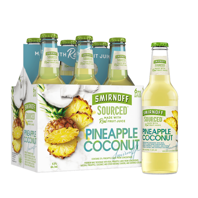 Smirnoff Sourced Pineapple Coconut 6pk 11.2oz Btl