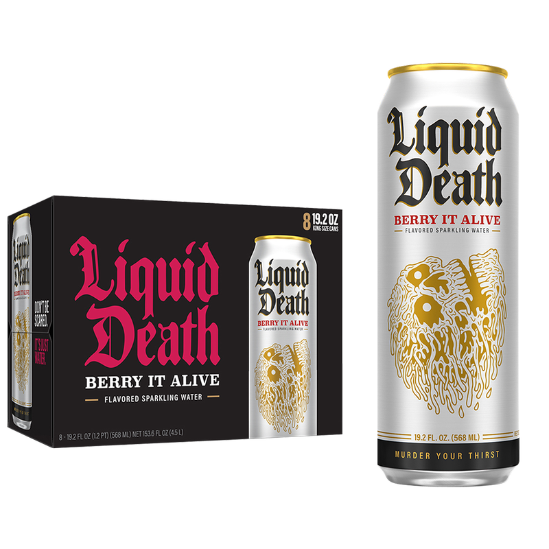 Liquid Death Sparkling Water Berry It Alive 8pk 19.2oz Can