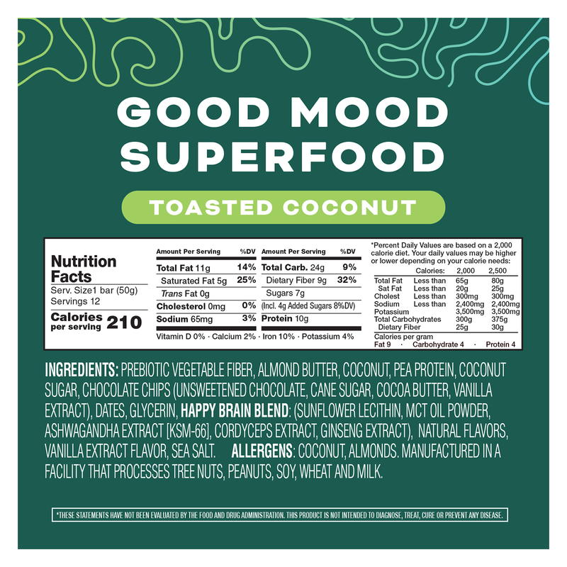 Mindright Gluten Free Vegan Toasted Coconut Bar 1.76oz